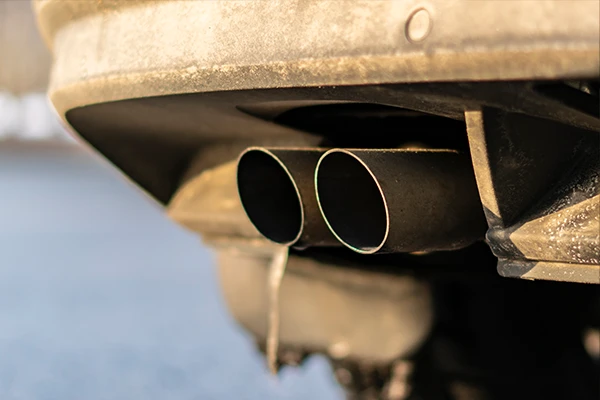 Vehicle exhaust pipe up close